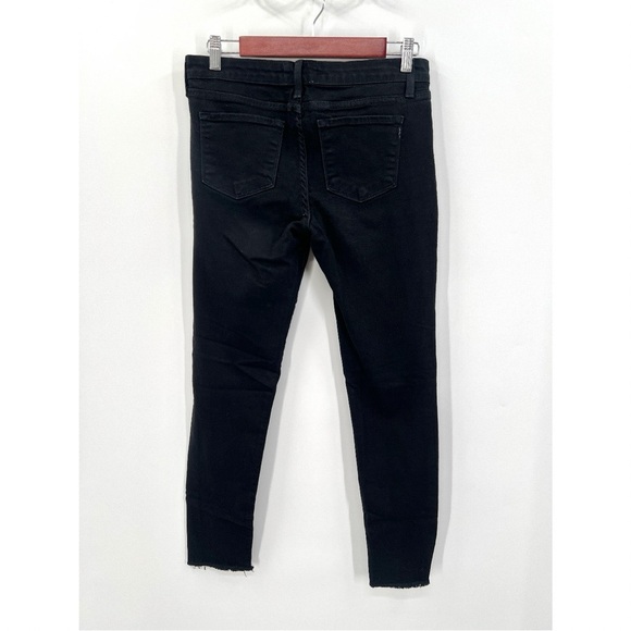 O2 DENIM Woman's Black High Rise Distressed Hem Skinny Jeans Size 28 - Picture 2 of 11